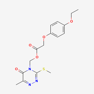 molecular formula C16H19N3O5S B2642879 (6-Methyl-3-methylsulfanyl-5-oxo-1,2,4-triazin-4-yl)methyl 2-(4-ethoxyphenoxy)acetate CAS No. 877648-49-2