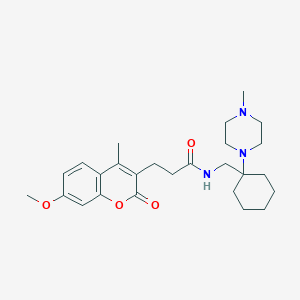 molecular formula C26H37N3O4 B264288 3-(7-methoxy-4-methyl-2-oxo-2H-chromen-3-yl)-N-{[1-(4-methyl-1-piperazinyl)cyclohexyl]methyl}propanamide 