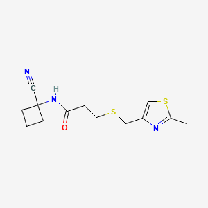 molecular formula C13H17N3OS2 B2642882 N-(1-cyanocyclobutyl)-3-{[(2-methyl-1,3-thiazol-4-yl)methyl]sulfanyl}propanamide CAS No. 1355849-98-7