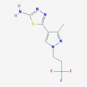 molecular formula C9H10F3N5S B2642887 5-[3-Methyl-1-(3,3,3-trifluoropropyl)pyrazol-4-yl]-1,3,4-thiadiazol-2-amine CAS No. 1946823-22-8