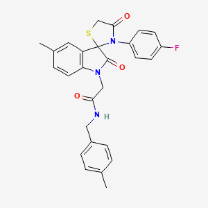 molecular formula C27H24FN3O3S B2642889 2-(3'-(4-氟苯基)-5-甲基-2,4'-二氧代螺[吲哚啉-3,2'-噻唑烷]-1-基)-N-(4-甲基苄基)乙酰胺 CAS No. 899743-49-8