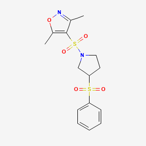 3,5-Dimethyl-4-((3-(phenylsulfonyl)pyrrolidin-1-yl)sulfonyl)isoxazole