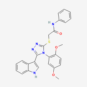 molecular formula C26H23N5O3S B2642897 2-{[4-(2,5-dimethoxyphenyl)-5-(1H-indol-3-yl)-4H-1,2,4-triazol-3-yl]sulfanyl}-N-phenylacetamide CAS No. 898359-11-0