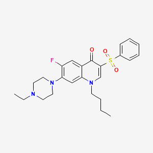 molecular formula C25H30FN3O3S B2642898 1-丁基-7-(4-乙基哌嗪-1-基)-6-氟-3-(苯磺酰基)喹啉-4(1H)-酮 CAS No. 892759-77-2