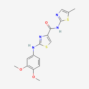 molecular formula C16H16N4O3S2 B2642909 2-((3,4-dimethoxyphenyl)amino)-N-(5-methylthiazol-2-yl)thiazole-4-carboxamide CAS No. 1207059-24-2