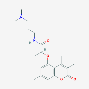 molecular formula C20H28N2O4 B264291 N-[3-(dimethylamino)propyl]-2-[(3,4,7-trimethyl-2-oxo-2H-chromen-5-yl)oxy]propanamide 