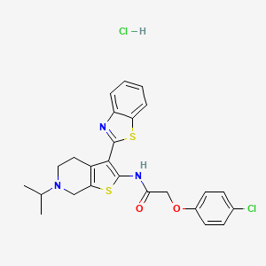 molecular formula C25H25Cl2N3O2S2 B2642910 N-(3-(benzo[d]thiazol-2-yl)-6-isopropyl-4,5,6,7-tetrahydrothieno[2,3-c]pyridin-2-yl)-2-(4-chlorophenoxy)acetamide hydrochloride CAS No. 1329875-56-0