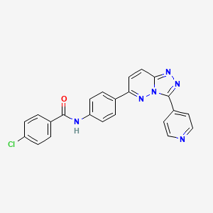molecular formula C23H15ClN6O B2642912 4-氯代-N-(4-(3-(吡啶-4-基)-[1,2,4]三唑并[4,3-b]哒嗪-6-基)苯基)苯甲酰胺 CAS No. 891110-48-8