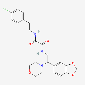 molecular formula C23H26ClN3O5 B2642919 N1-(2-(苯并[d][1,3]二氧杂环-5-基)-2-吗啉乙基)-N2-(4-氯苯乙基)草酰胺 CAS No. 896351-31-8