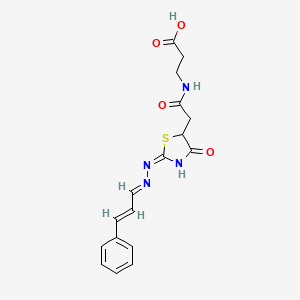 3-(2-((E)-4-oxo-2-((E)-((E)-3-phenylallylidene)hydrazono)thiazolidin-5-yl)acetamido)propanoic acid