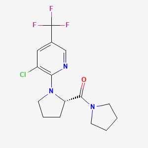 molecular formula C15H17ClF3N3O B2642956 3-Chloro-2-[2-(pyrrolidin-1-ylcarbonyl)pyrrolidin-1-yl]-5-(trifluoromethyl)pyridine CAS No. 2085690-75-9