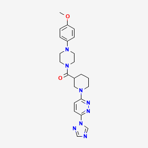 molecular formula C23H28N8O2 B2642974 (1-(6-(1H-1,2,4-triazol-1-yl)pyridazin-3-yl)piperidin-3-yl)(4-(4-methoxyphenyl)piperazin-1-yl)methanone CAS No. 1704972-30-4