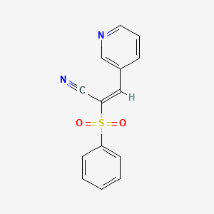 molecular formula C14H10N2O2S B2642982 2-(Phenylsulfonyl)-3-(3-pyridyl)prop-2-enenitrile CAS No. 669708-39-8