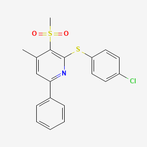 molecular formula C19H16ClNO2S2 B2642994 2-[(4-氯苯基)巯基]-4-甲基-6-苯基-3-吡啶基甲基砜 CAS No. 339017-08-2