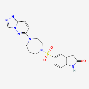 molecular formula C18H19N7O3S B2642996 5-[[4-([1,2,4]Triazolo[4,3-b]pyridazin-6-yl)-1,4-diazepan-1-yl]sulfonyl]-1,3-dihydroindol-2-one CAS No. 2379952-98-2