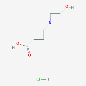 3-(3-Hydroxyazetidin-1-yl)cyclobutane-1-carboxylic acid;hydrochloride