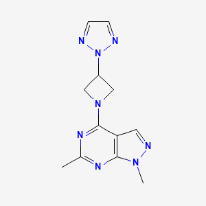 molecular formula C12H14N8 B2643016 2-(1-{1,6-dimethyl-1H-pyrazolo[3,4-d]pyrimidin-4-yl}azetidin-3-yl)-2H-1,2,3-triazole CAS No. 2415603-90-4