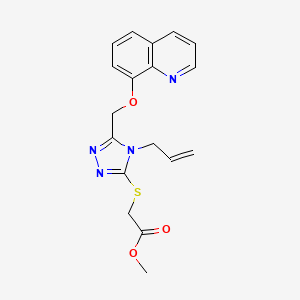 molecular formula C18H18N4O3S B2643021 methyl ({4-allyl-5-[(8-quinolinyloxy)methyl]-4H-1,2,4-triazol-3-yl}thio)acetate CAS No. 496776-08-0