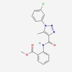 molecular formula C18H15ClN4O3 B2643036 methyl 2-(1-(3-chlorophenyl)-5-methyl-1H-1,2,3-triazole-4-carboxamido)benzoate CAS No. 923685-76-1