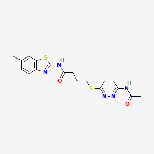 molecular formula C18H19N5O2S2 B2643040 4-((6-乙酰氨基吡啶并哒嗪-3-基)硫代)-N-(6-甲基苯并[d]噻唑-2-基)丁酰胺 CAS No. 1105210-50-1