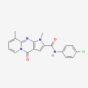 molecular formula C19H15ClN4O2 B2643041 N-(4-chlorophenyl)-1,9-dimethyl-4-oxo-1,4-dihydropyrido[1,2-a]pyrrolo[2,3-d]pyrimidine-2-carboxamide CAS No. 864855-42-5