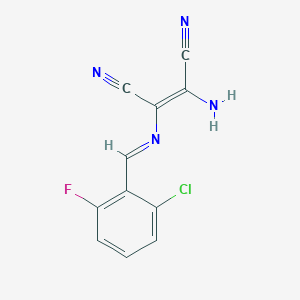 molecular formula C11H6ClFN4 B2643068 (2Z)-2-amino-3-[(E)-[(2-chloro-6-fluorophenyl)methylidene]amino]but-2-enedinitrile CAS No. 117691-67-5