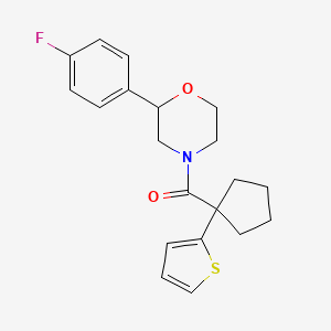 molecular formula C20H22FNO2S B2643071 (2-(4-Fluorophenyl)morpholino)(1-(thiophen-2-yl)cyclopentyl)methanone CAS No. 1421527-80-1