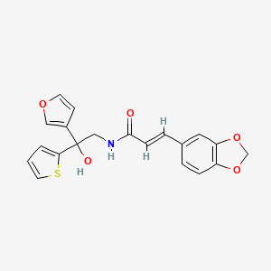 (2E)-3-(2H-1,3-benzodioxol-5-yl)-N-[2-(furan-3-yl)-2-hydroxy-2-(thiophen-2-yl)ethyl]prop-2-enamide