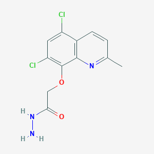 molecular formula C12H11Cl2N3O2 B2643093 2-[(5,7-二氯-2-甲基喹啉-8-基)氧基]乙酰肼 CAS No. 730949-87-8