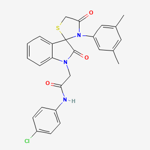 molecular formula C26H22ClN3O3S B2643098 N-(4-chlorophenyl)-2-(3'-(3,5-dimethylphenyl)-2,4'-dioxospiro[indoline-3,2'-thiazolidin]-1-yl)acetamide CAS No. 893786-43-1
