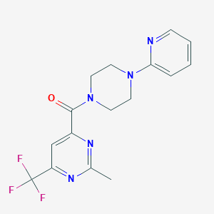 molecular formula C16H16F3N5O B2643106 [2-Methyl-6-(trifluoromethyl)pyrimidin-4-yl]-(4-pyridin-2-ylpiperazin-1-yl)methanone CAS No. 2415510-49-3