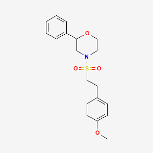 molecular formula C19H23NO4S B2643116 4-((4-Methoxyphenethyl)sulfonyl)-2-phenylmorpholine CAS No. 954073-09-7