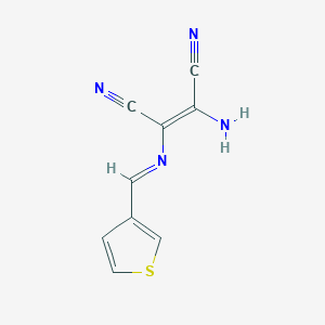 molecular formula C9H6N4S B2643118 (2Z)-2-amino-3-[(E)-[(thiophen-3-yl)methylidene]amino]but-2-enedinitrile CAS No. 1024825-62-4