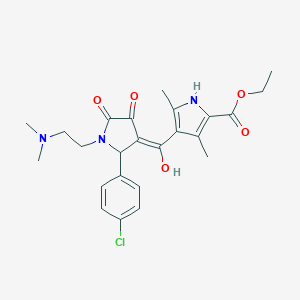 molecular formula C24H28ClN3O5 B264312 ethyl 4-({2-(4-chlorophenyl)-1-[2-(dimethylamino)ethyl]-4-hydroxy-5-oxo-2,5-dihydro-1H-pyrrol-3-yl}carbonyl)-3,5-dimethyl-1H-pyrrole-2-carboxylate 