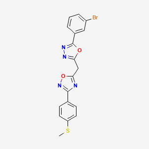 molecular formula C18H13BrN4O2S B2643121 5-{[5-(3-Bromophenyl)-1,3,4-oxadiazol-2-yl]methyl}-3-[4-(methylsulfanyl)phenyl]-1,2,4-oxadiazole CAS No. 1251605-26-1