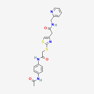N-(4-acetamidophenyl)-2-((4-(2-oxo-2-((pyridin-2-ylmethyl)amino)ethyl)thiazol-2-yl)thio)acetamide