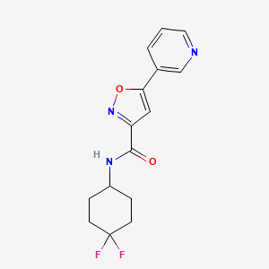 molecular formula C15H15F2N3O2 B2643130 N-(4,4-difluorocyclohexyl)-5-(pyridin-3-yl)isoxazole-3-carboxamide CAS No. 2034561-44-7