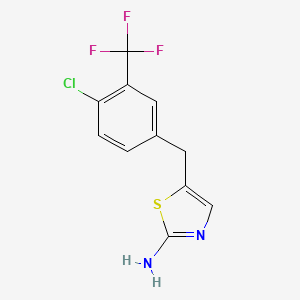 molecular formula C11H8ClF3N2S B2643138 5-{[4-Chloro-3-(trifluoromethyl)phenyl]methyl}-1,3-thiazol-2-amine CAS No. 923732-22-3