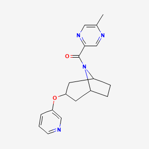molecular formula C18H20N4O2 B2643139 (5-methylpyrazin-2-yl)((1R,5S)-3-(pyridin-3-yloxy)-8-azabicyclo[3.2.1]octan-8-yl)methanone CAS No. 2109446-69-5