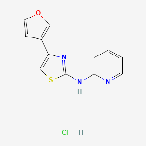 molecular formula C12H10ClN3OS B2643143 4-(呋喃-3-基)-N-(吡啶-2-基)噻唑-2-胺盐酸盐 CAS No. 2034530-19-1