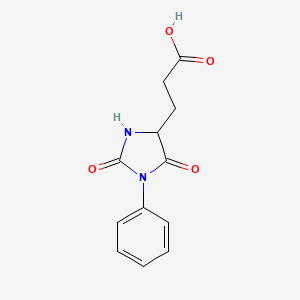 molecular formula C12H12N2O4 B2643144 3-(2,5-Dioxo-1-phenylimidazolidin-4-yl)propanoic acid CAS No. 2179-05-7