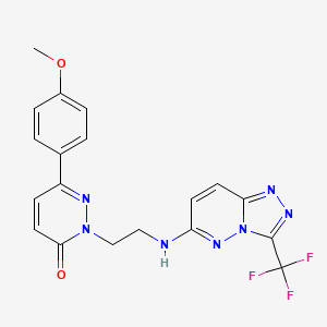 6-(4-Methoxyphenyl)-2-[2-[[3-(trifluoromethyl)-[1,2,4]triazolo[4,3-b]pyridazin-6-yl]amino]ethyl]pyridazin-3-one