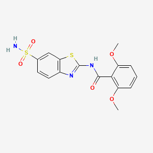 molecular formula C16H15N3O5S2 B2643156 2,6-dimethoxy-N-(6-sulfamoyl-1,3-benzothiazol-2-yl)benzamide CAS No. 476325-84-5