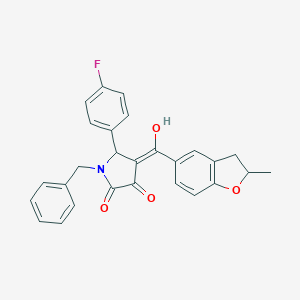 molecular formula C27H22FNO4 B264316 1-benzyl-5-(4-fluorophenyl)-3-hydroxy-4-[(2-methyl-2,3-dihydro-1-benzofuran-5-yl)carbonyl]-1,5-dihydro-2H-pyrrol-2-one 