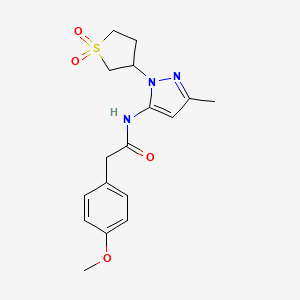 molecular formula C17H21N3O4S B2643164 N-(1-(1,1-dioxidotetrahydrothiophen-3-yl)-3-methyl-1H-pyrazol-5-yl)-2-(4-methoxyphenyl)acetamide CAS No. 1173026-61-3