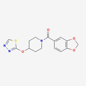 molecular formula C15H15N3O4S B2643168 (4-((1,3,4-Thiadiazol-2-yl)oxy)piperidin-1-yl)(benzo[d][1,3]dioxol-5-yl)methanone CAS No. 2191265-14-0