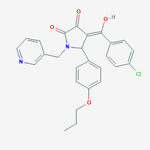 molecular formula C26H23ClN2O4 B264318 (4Z)-4-[(4-chlorophenyl)-hydroxymethylidene]-5-(4-propoxyphenyl)-1-(pyridin-3-ylmethyl)pyrrolidine-2,3-dione 