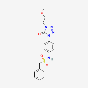 molecular formula C17H19N5O4S B2643183 N-(4-(4-(2-methoxyethyl)-5-oxo-4,5-dihydro-1H-tetrazol-1-yl)phenyl)-1-phenylmethanesulfonamide CAS No. 1396876-44-0