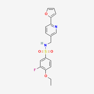 molecular formula C18H17FN2O4S B2643198 4-ethoxy-3-fluoro-N-((6-(furan-2-yl)pyridin-3-yl)methyl)benzenesulfonamide CAS No. 2034307-14-5
