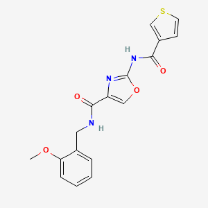 molecular formula C17H15N3O4S B2643205 N-(2-methoxybenzyl)-2-(thiophene-3-carboxamido)oxazole-4-carboxamide CAS No. 1396881-76-7